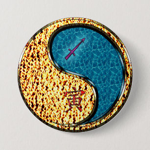 Badge Rond 7,6 Cm Sagittaire & Tigre d'eau