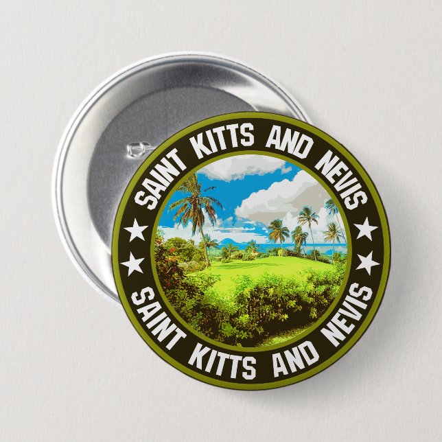 Badge Rond 7,6 Cm Saint-Kitts-et-Nevis (Devant & derrière)