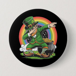 Badge Rond 7,6 Cm Saint-Patrick Danse Dab Leprechaun Dabbing