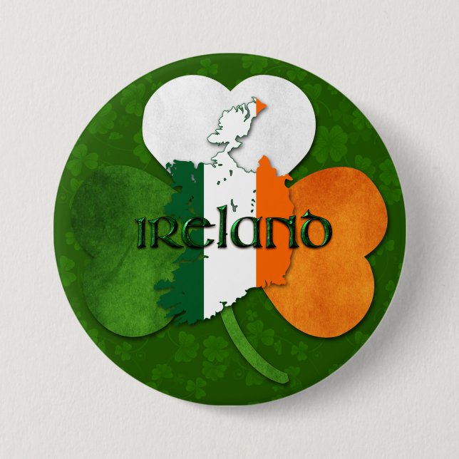 Badge Rond 7,6 Cm Saint Patrick's Day - Irlande/Carte (Devant)