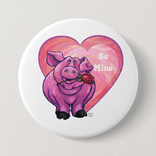 Badge Rond 7,6 Cm Saint Valentin au cochon