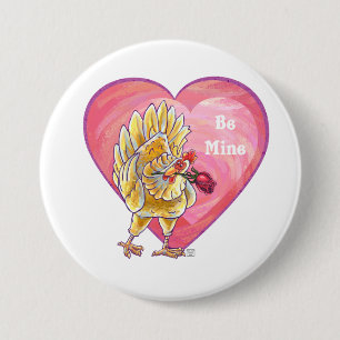 Badge Rond 7,6 Cm Saint-Valentin au poulet