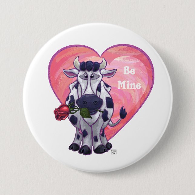 Badge Rond 7,6 Cm Saint Valentin de la vache (Devant)