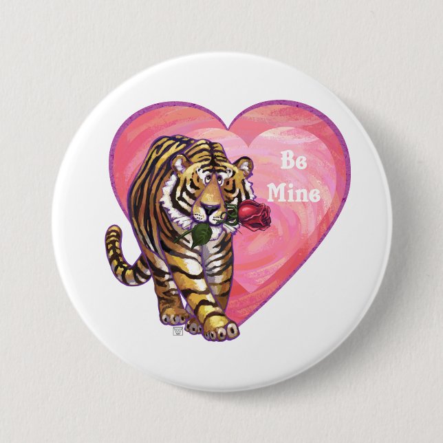 Badge Rond 7,6 Cm Saint Valentin de Tigre (Devant)