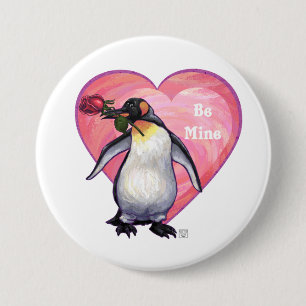 Badge Rond 7,6 Cm Saint-Valentin Penguin
