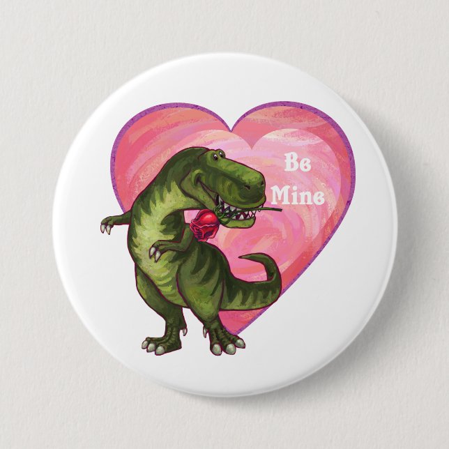 Badge Rond 7,6 Cm Saint Valentin Tyrannosaurus (Devant)