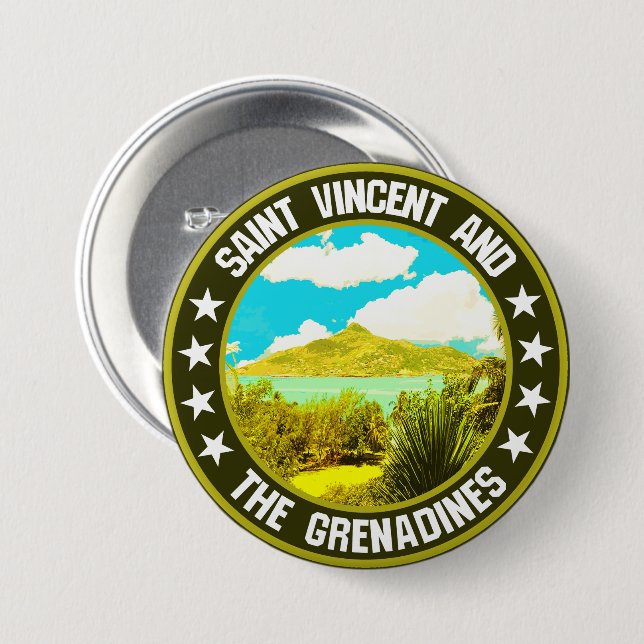 Badge Rond 7,6 Cm Saint-Vincent-et-les Grenadines (Devant & derrière)