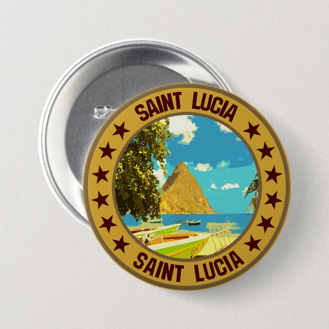 Badge Rond 7,6 Cm Sainte-Lucie (Devant & derrière)