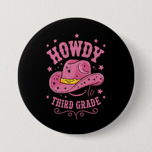 Badge Rond 7,6 Cm Salut 3ème année Cowboy Cowgirl Retour à l'école