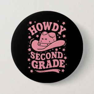 Badge Rond 7,6 Cm Salut Cowboy Vacheronne de 2e année Retour à l'éco