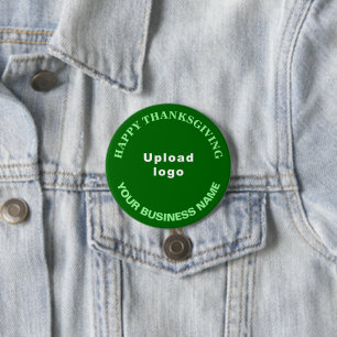 Badge Rond 7,6 Cm Salutation d'action de grâces sur la ronde verte