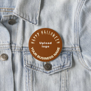Badge Rond 7,6 Cm Salutation d'Halloween d'affaires sur forme Brown