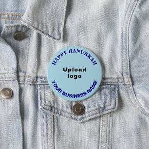 Badge Rond 7,6 Cm Salutation Hanoukka sur le bleu clair rond