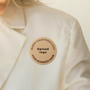Badge Rond 7,6 Cm Salutation Valentine d'affaires sur la Brown ronde