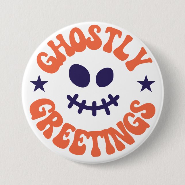 Badge Rond 7,6 Cm salutations fantômes, halloween (Devant)