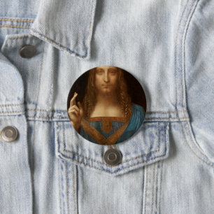 Badge Rond 7,6 Cm Salvator Mundi (Sauveur du Monde) (da Vinci)