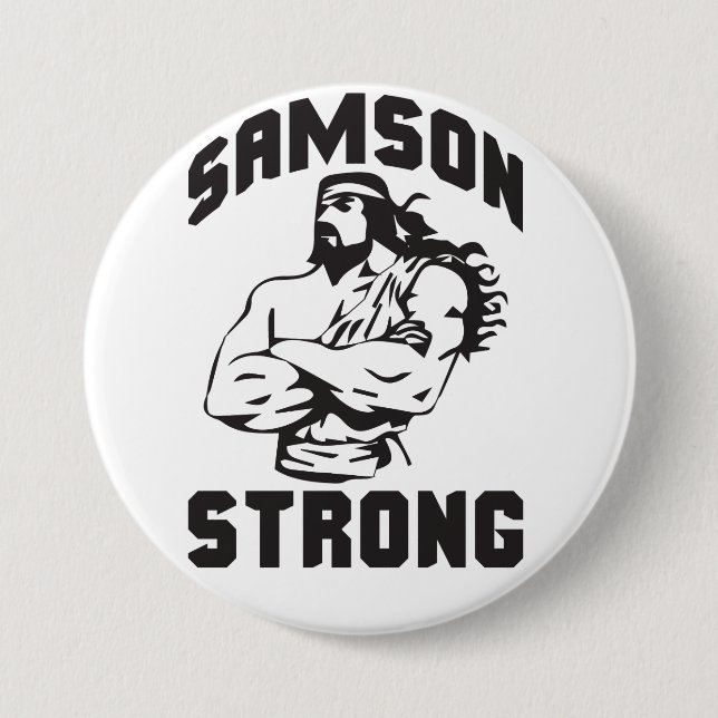 Badge Rond 7,6 Cm Samson Strong - Bodybuilding (Devant)