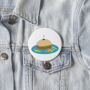 Badge Rond 7,6 Cm Sandwich avec Veggie Sides Fun Food