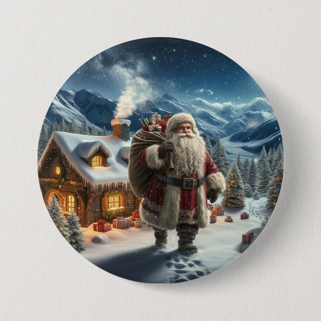 Badge Rond 7,6 Cm Santa Claus (Devant)