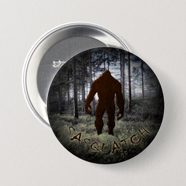 BADGE ROND 7,6 CM SASQUATURE EN BOIS (Devant & derrière)