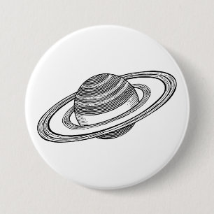 Badge Rond 7,6 Cm Saturne