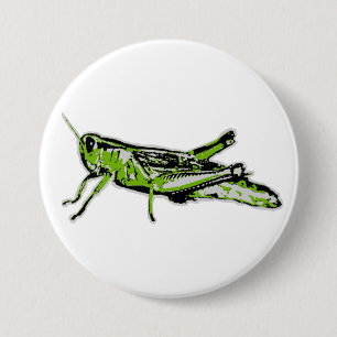 Badge Rond 7,6 Cm Sauterelle de vert d'art de bruit