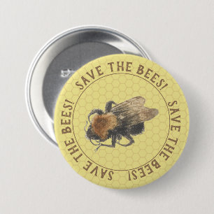 Badge Rond 7,6 Cm Sauvez l'abeille et le nid d'abeilles vintages des