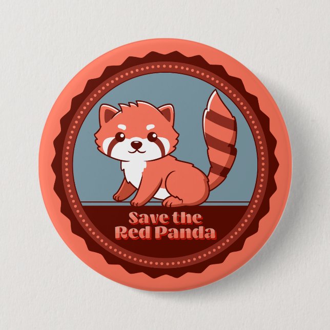 Badge Rond 7,6 Cm Sauvez le panda rouge (Devant)