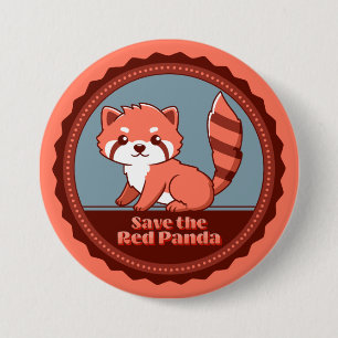 Badge Rond 7,6 Cm Sauvez le panda rouge