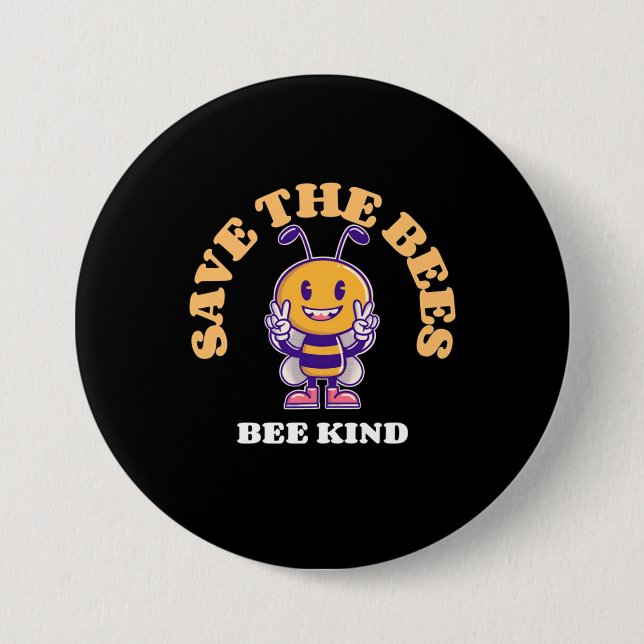Badge Rond 7,6 Cm Sauvez Les Abeilles (Devant)