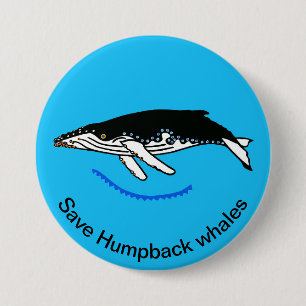 Badge Rond 7,6 Cm Sauvez les baleines à bosse - Graphique animal en
