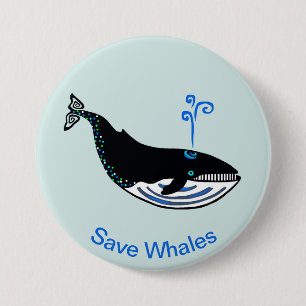 Badge Rond 7,6 Cm Sauvez les baleines - Graphique animal en voie de 