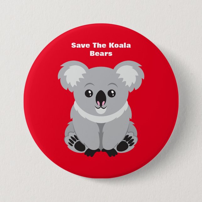 Badge Rond 7,6 Cm Sauvez les ours Koala (Devant)