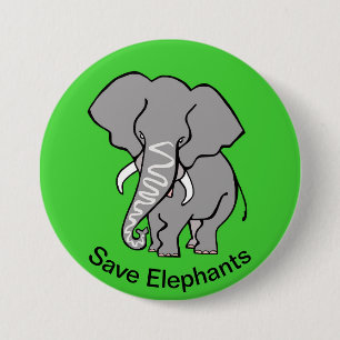 Badge Rond 7,6 Cm Save ELEPHANTS - Animal en voie de disparition - A
