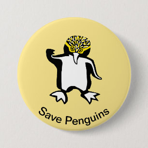 Badge Rond 7,6 Cm Save PENGUINS - Graphique animal en voie de dispar