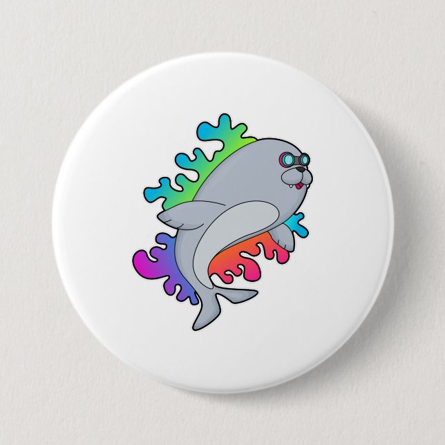 Badge Rond 7,6 Cm Sceau avec lunettes (Devant)