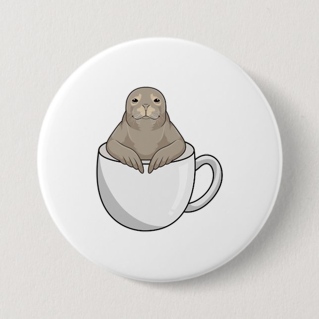Badge Rond 7,6 Cm Sceau avec tasse à café (Devant)