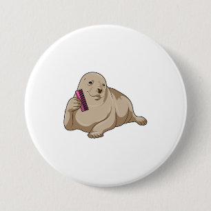 Badge Rond 7,6 Cm Sceau comme coiffeur avec peigne