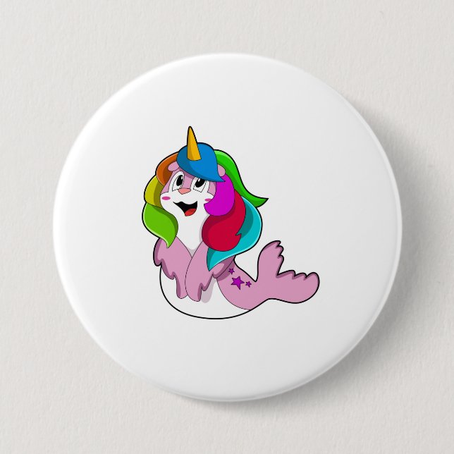 Badge Rond 7,6 Cm Sceau comme licorne (Devant)