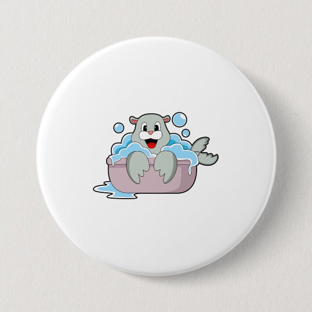 Badge Rond 7,6 Cm Sceau dans la baignoire (Devant)