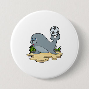 Badge Rond 7,6 Cm Sceller comme joueur de football avec Soccer