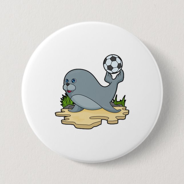 Badge Rond 7,6 Cm Sceller comme joueur de football avec Soccer (Devant)