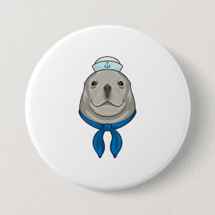 Badge Rond 7,6 Cm Sceller comme marin avec casquette marin