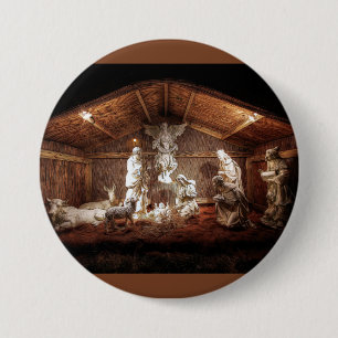 Badge Rond 7,6 Cm Scène de Manger de nativité de Jésus d'avèneme