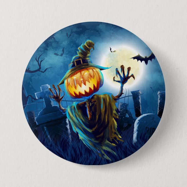 Badge Rond 7,6 Cm Scène d'horreur d'Halloween (5) Citrouille Toutes  (Devant)