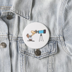 Badge Rond 7,6 Cm Scientifique en astronomie télescope Humour scient