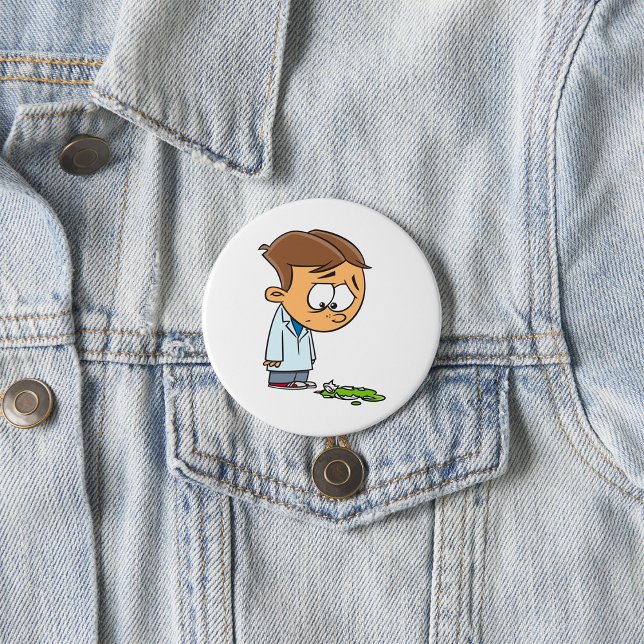 Badge Rond 7,6 Cm Scientifique Garçon Triste avec Expérience Ratée (Créateur téléchargé)