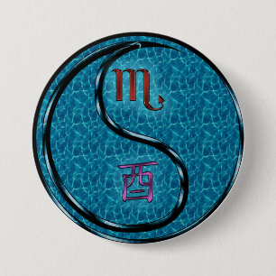 Badge Rond 7,6 Cm Scorpion & Coq d'Eau
