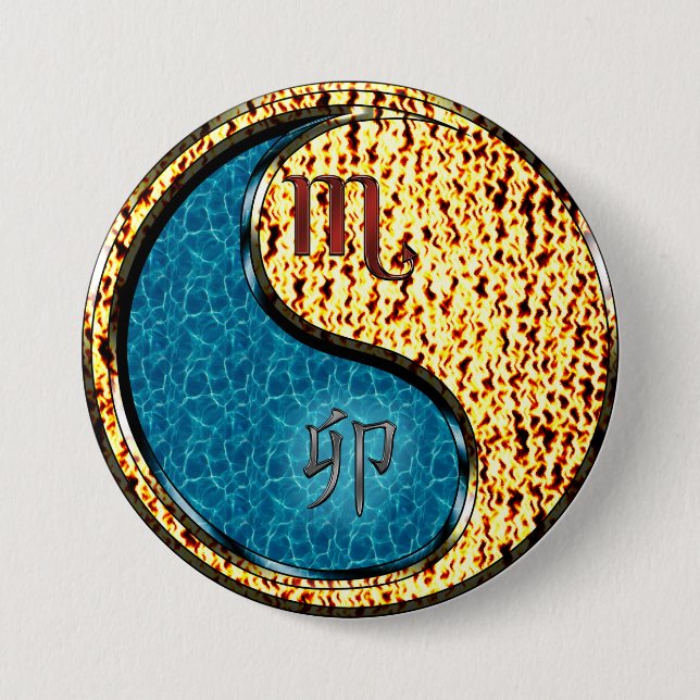 Badge Rond 7,6 Cm Scorpion & Lapin de Feu (Devant)