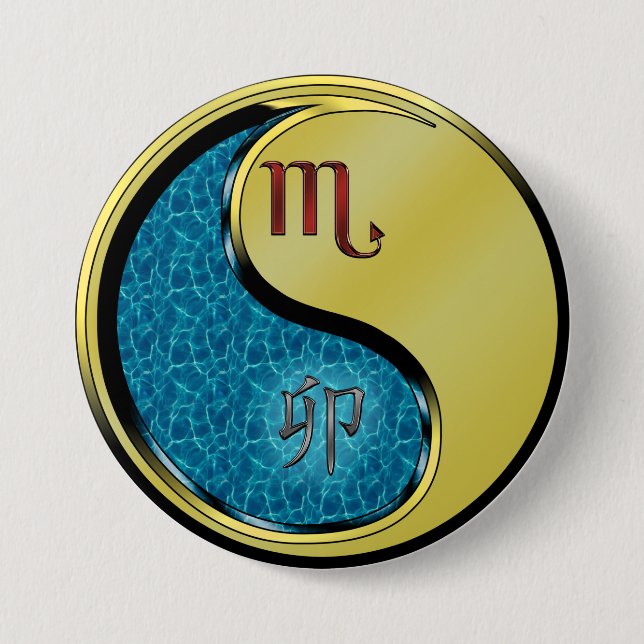 Badge Rond 7,6 Cm Scorpion & Lapin de Métal (Devant)